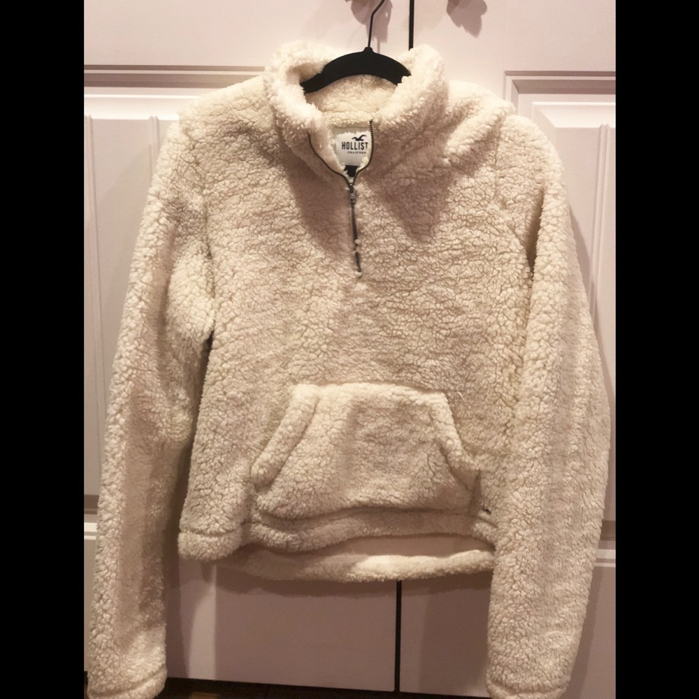 White Sherpa Pullover Hoodie